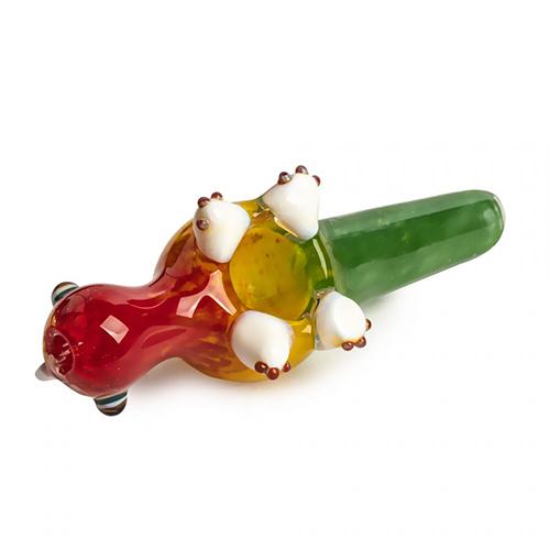 Red Eye Glass - 4.5" Dinosaur Jr. Hand Pipe - MI VAPE CO