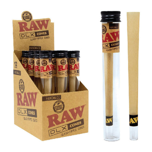 RAW - King Size DLX Glass Tipped Cones