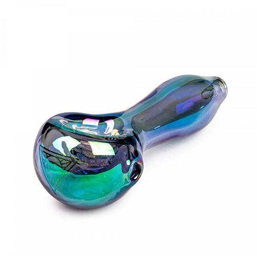 Red Eye Glass - 4" Metallic Terminator Finish Spoon Hand Pipe W/ Screen - MI VAPE CO 